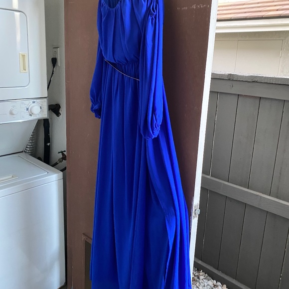 Royal Blue Dress with attached gold belt - Picture 1 of 4
